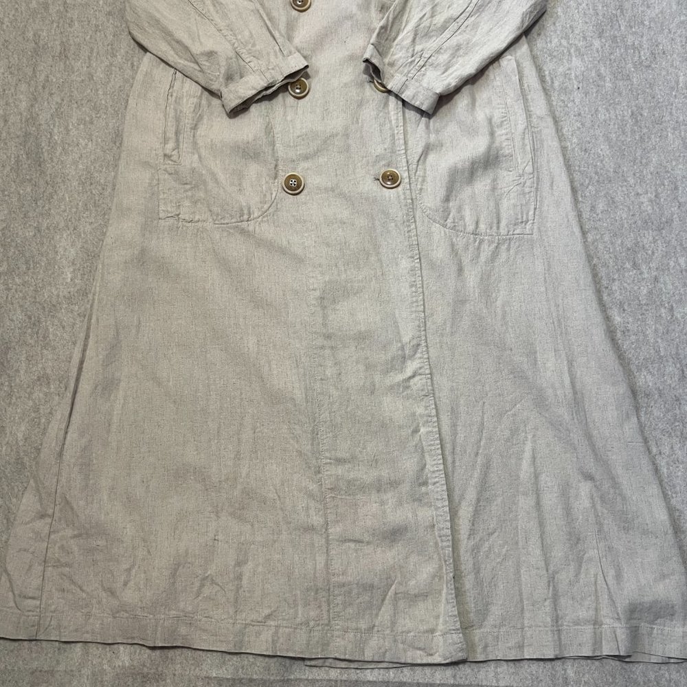 Free People Sweet Melody Trench Coat Size XS Natural Beige Linen Blend Duster - Picture 4 of 12